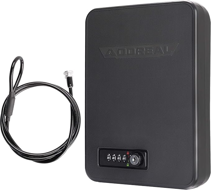 Adoreal Gun Safes for Pistols, Small Pistol Safe Handgun Portable Safe with 4 Digits Combination Lock for Gun Storage, Plastic Handgun Case for Car, Home, Travel by Adoreal