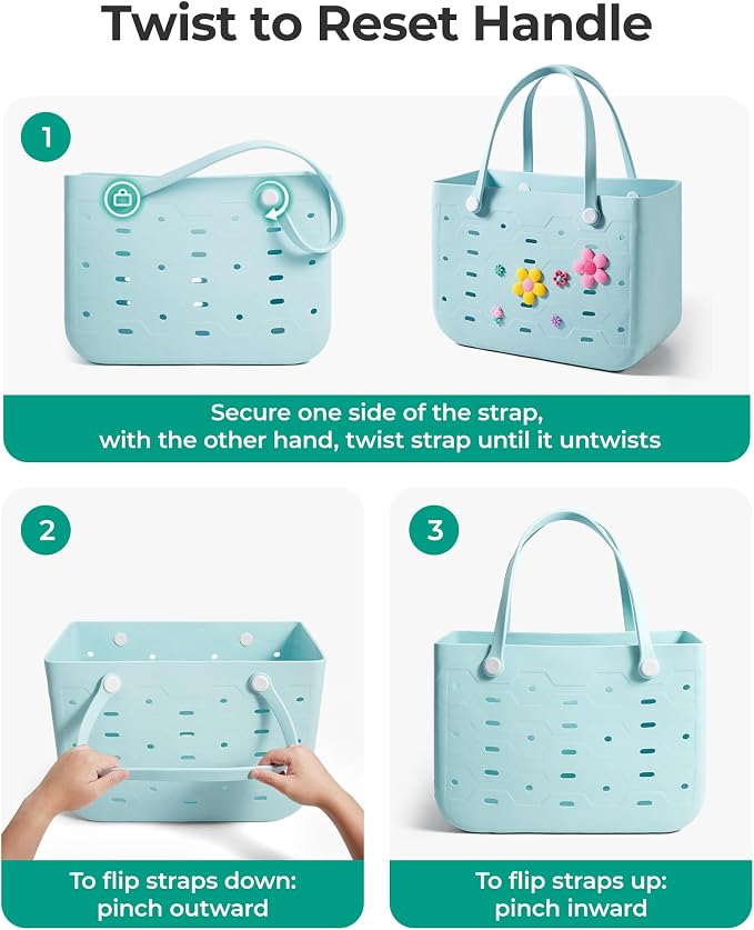 BAGSMART Beach Bag for Women, Water-resistant Rubber Tote Bag, Sandproof Vacation Essentials for Summer Swim Cruise Pool - Image 6