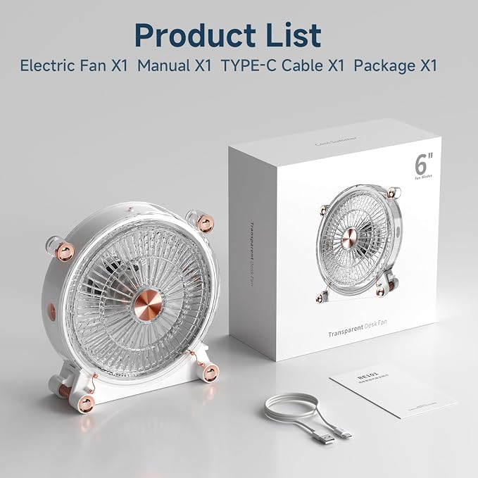 Desk Table Fan Electric Portable, USB Desk Fan, 3 Speed Quiet Personal Fan with 45° Adjustable Tilt, Mini Fan for Office Bedroom Travel, Lightweight & Compact, Easy Clean Design - Image 8