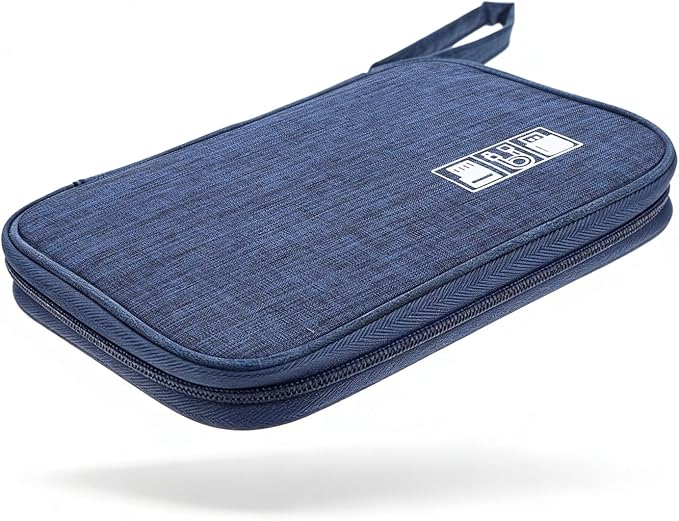 Yamrots Travel Cable Organizer, Electronic Organizer Travel Case, Portable Storage Bag for SD Card, Charger, Power Bank, Earphone (Navy blue) by Yamrots