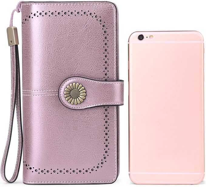 SENDEFN Wallets for Women Leather Credit Card Holder with RFID Blocking Large Capacity Wristlet | with RFID Blocking - Image 5