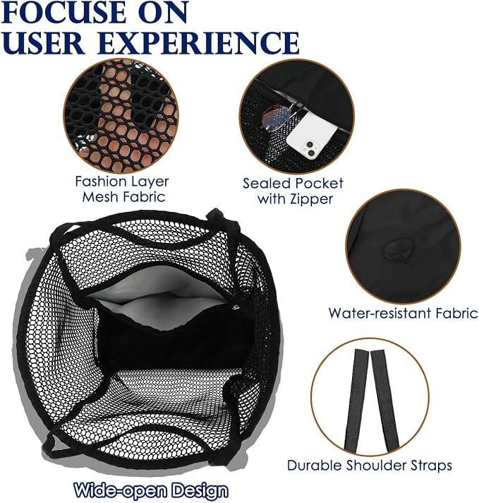 Fammart Mesh Beach Bag for Women, Summer Straw Tote Hobo Pool Bags with Zipper Pocket, Travel Vacation Cruise Essentials 2026 - Image 5