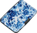 RFID Aluminum Wallet Credit Card Protector Case Holder for Men Women | Mini RFID Aluminum Wallet Credit Cards Holder Business Card Case Metal ID Case for Men Women(Blue and White Peony) by ELFISH