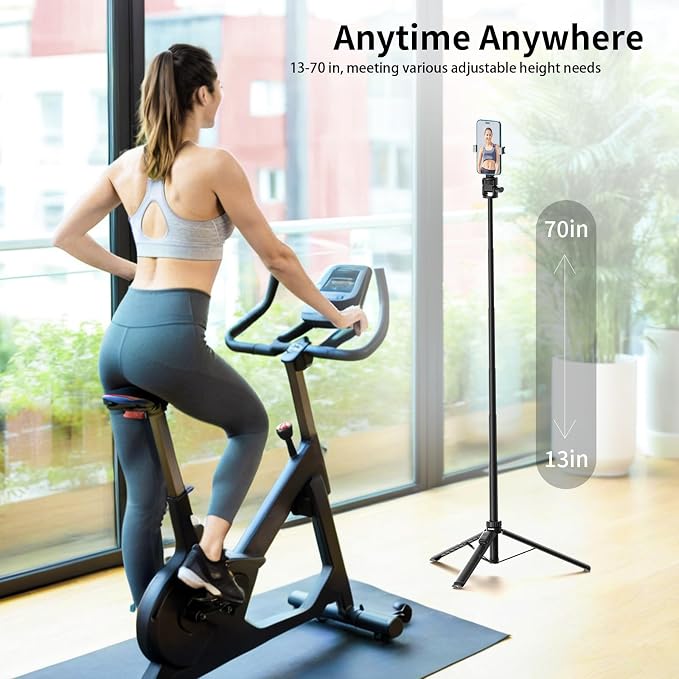70" Selfie Stick Tripod for Gopro Action Camera Phone Tripod | with Wireless Remote & Phone Holder, Compatible with iPhone, GoPro, DJI, Insta360 - Image 6