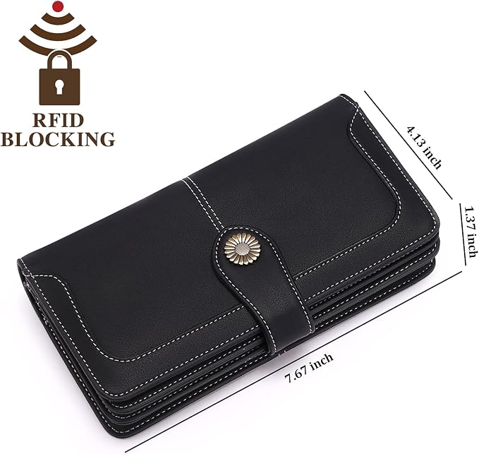 Wallets for Women Trifold Wristlet Wallets Large Capacity RFID Blocking Ladies Purse Credit Card Holder - Image 4