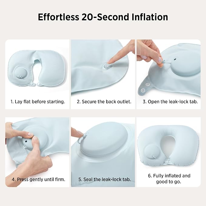 Bedsure Travel Blanket Set with Inflatable Neck Pillow and Eye Mask - Lightweight 3-in-1 Airplane Packable Blanket, Compact Travel Essentials, Navy - Image 3