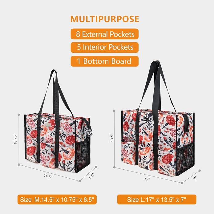 TOPDesign Utility Water Resistant Tote Bag with 13 Pockets, Top Zipper Closure & Thick Bottom Support, for Working Women - Image 2