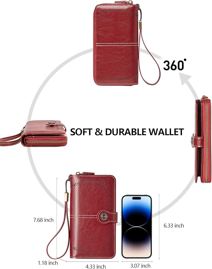 TFKGS Wallet for Women RFID Blocking Leather Large Capacity Card Holder Ladies Phone Clutch Travel Long Purse Wristlet | RFID Blocking - Image 4