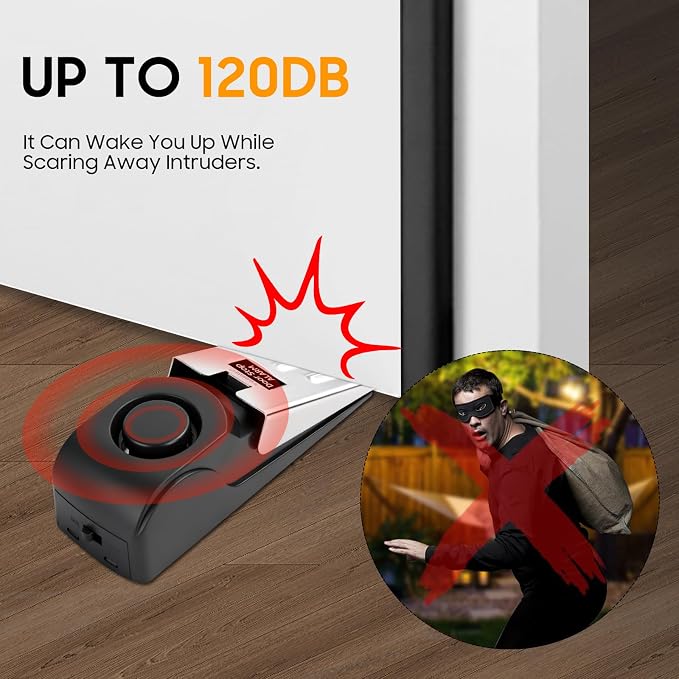 Upgraded Door Stopper Alarm - 120dB Loud Anti-Theft Security Alarm for Home, Travel & Apartments (Battery Included, 1 Pack) - Image 3