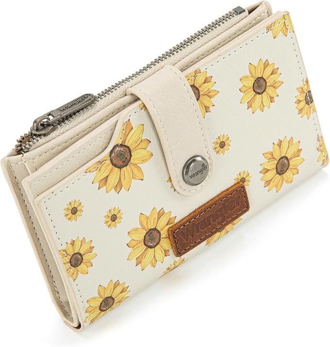 Wrangler Wallet for Women Bifold Card Holder with Zipper and ID Window - Image 4