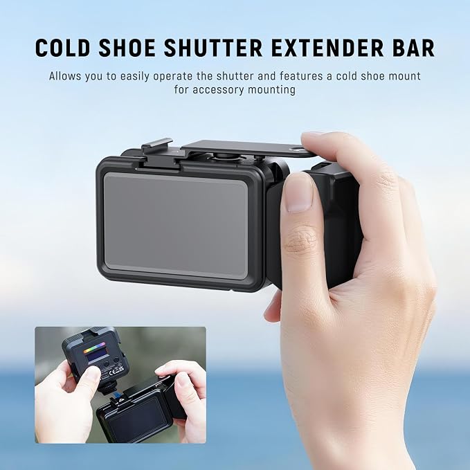 NEEWER AC034 Side Handle Only for AC014 Cage Compatible with DJI Osmo Action 5 Pro/4/3, Modular Quick Release Magnetic Action Camera Mount Adapter with Grip & Cold Shoe Shutter Extender Bar, Black - Image 6