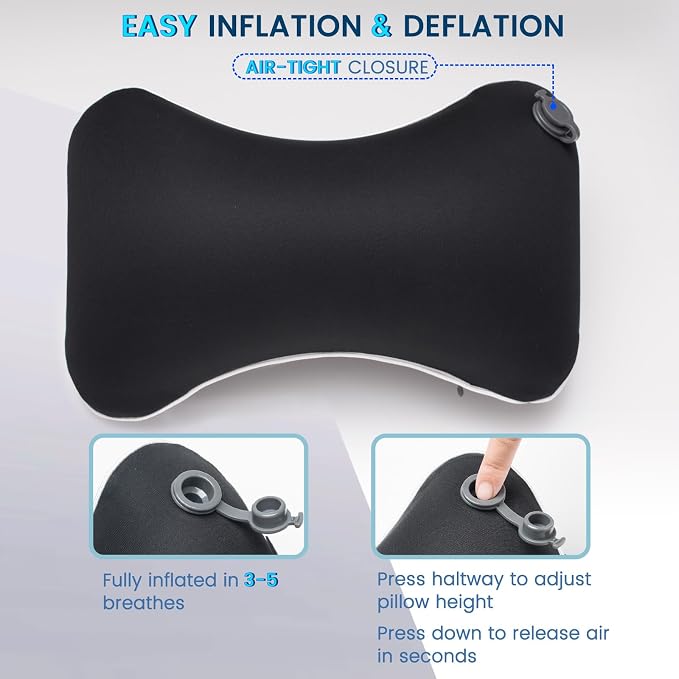 Keemall Inflatable Car Neck Pillow, Soft Headrest Inflatable Car Pillow for Driving Seat with Adjustable Strap, Comfortable Ergonomic Design Neck Support and Breathable Washable Cover - Image 4