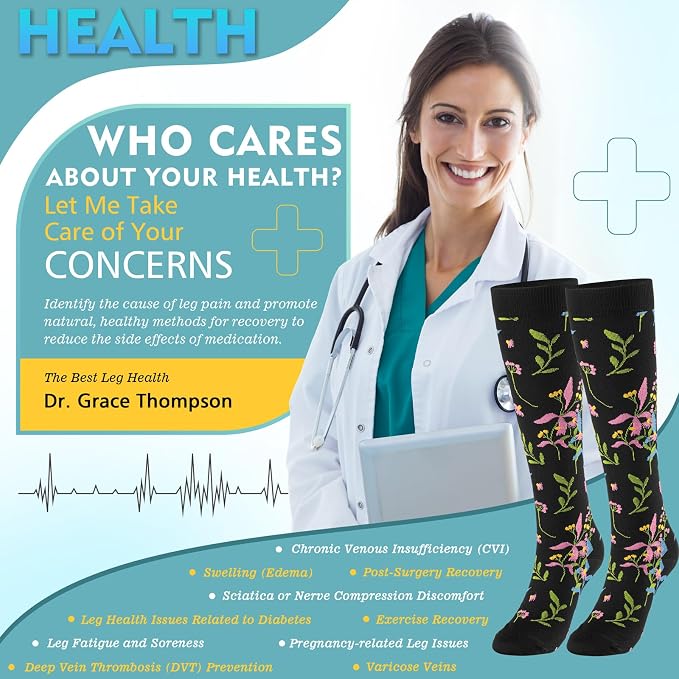 Compression Socks for Women & Men 6 Pairs | 20-30 mmHg Breathable & Moisture-Wicking Comfortable & Skin-Friendly Knee High Support Socks for Nurse, Travel, Pregnancy - Image 5