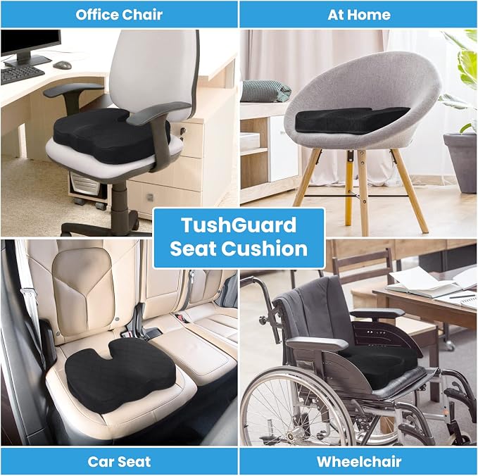 Seat Cushion - Cushion for Office Chair, Car Seat, Airplane, Bleacher - Sciatica & Coccyx Pain Relief Desk Chair Cushion for Long Sitting Office Workers, Car Drivers(Black, XX-Large) | for Car Seat, Airplane, Desk Chair - Sciatica & Hip & Coccyx Pain R... - Image 5