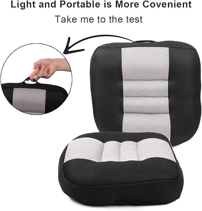 Srutirbo Car Booster Seat Cushion Raise The Height for Short People Driving Hip (Tailbone) and Lower Cack Fatigue Relief Suitable for Trucks, Cars, SUVs, Office Chairs, Wheelchairs (Black and Gray) - Image 4