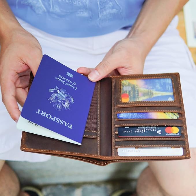 Polare Luxury RFID Blocking Leather Passport Holder Travel Wallet For Men and Women (Dark Brown) - Image 3