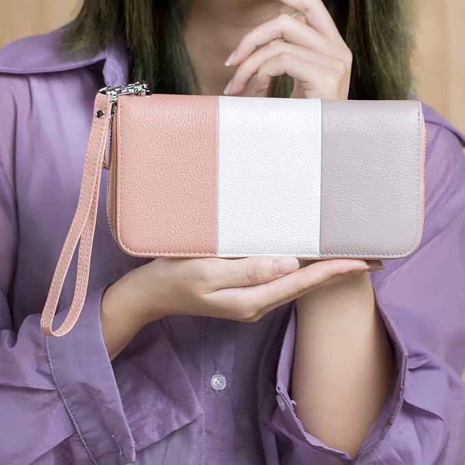 Moflycom Womens Wallet RFID Blocking Genuine Leather Multi Credit Card Large Capacity Zip Around Clutch Travel Purse Wristlet - Image 5
