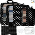 7 Pcs Compression Packing Cubes for Travel, Waterproof Suitcase Luggage Backpack Organizer with Toiletry Bag Travel Essentials for Women/Men-Polka Dots by Unknown