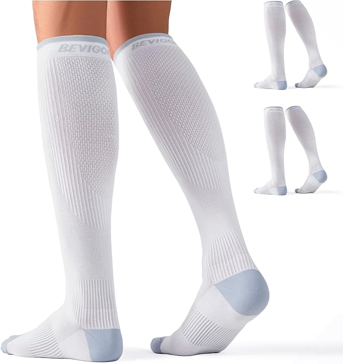 Bevigorio Compression Socks for Women Men 15-20mmHg Circulation Cushion Knee High Support Socks Athletic Daily by Bevigorio