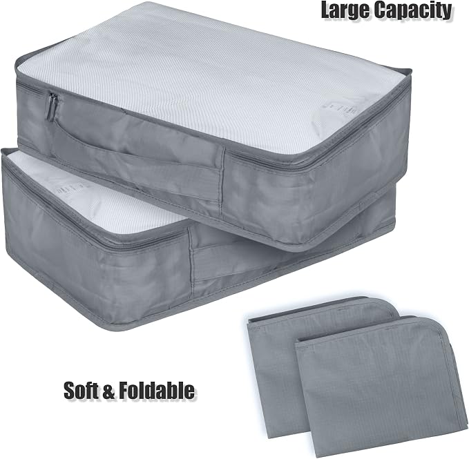 Packing Cubes Set, 2 Pcs Packing Organizers Set for Suitcases (Grey) - Image 2