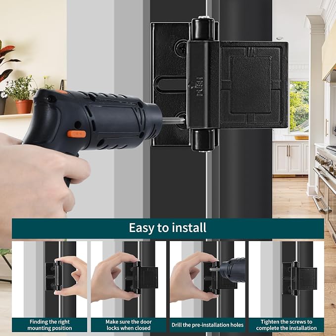 High-Security Reinforced Door Lock – Aluminum Privacy Latch for Home and Hotel, Easy Installation with Stainless Steel Screws, Interior Night Lock for Added Protection (Black-2 Pack) - Image 4