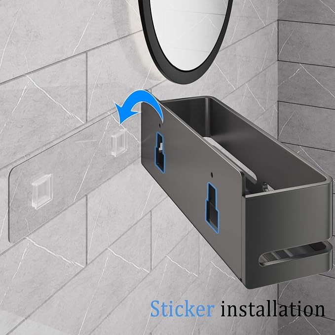 Bathroom Shower Caddy,No Drill Shower Shelves(5-piece Set-Grey) | Wall-mounted shelf with soap dish and toothbrush holder, ideal for bathroom storage and also suitable for kitchen - Image 6