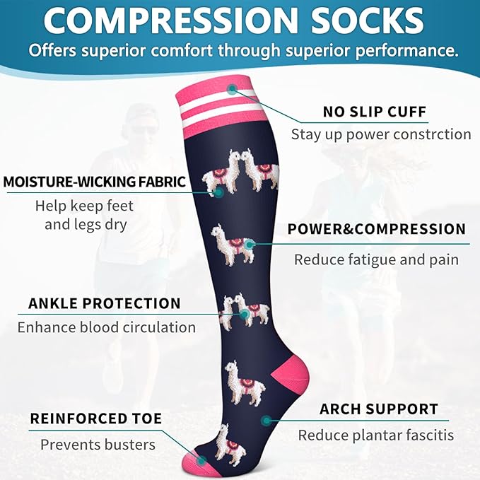 6 Pack Copper Compression Socks for Women and Men Circulation-Best Support for Medical,Running,Nursing,Athletic - Image 5