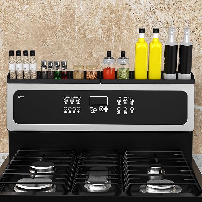 Foeacry Magnetic Stove Top Shelf 30"/15", 2-Piece Silicone Over the Stove Shelf Spice Rack & Spice Organizer — Heat Resistant, No Drill Kitchen Storage Organizer for Gas & Electric Stoves - Image 7