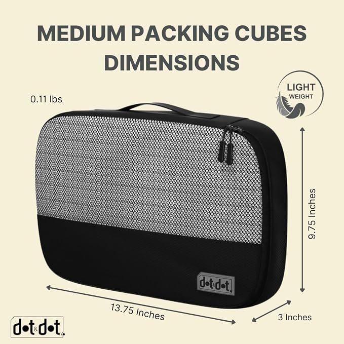 Medium Packing Cubes for Travel - 5pc Packing Cubes for Suitcases - Lightweight Luggage Organizer Bags (Non-Compression) - Image 3