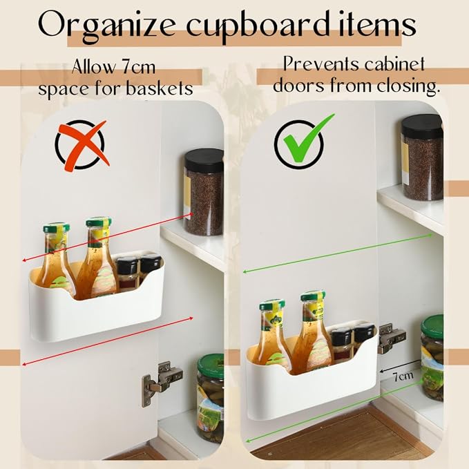 4 Pack Adhesive Cabinet Door Organizer, Lid Organizer Wall Mounted Pantry Door Organizer Bin Holder for Lid Wall Organizer for Kitchen RV Bathroom (Classic,Same Size) - Image 3
