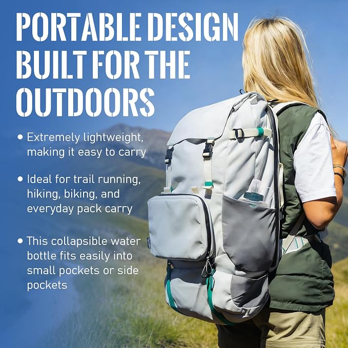 500ML Collapsible Water Bottle with Filter for Hiking, Camping & Travel - TPU Soft Flask, 0.1 Micrometer Hollow Fiber Membrane for Clearer, Better Tasting Outdoor Water(Hunter Green) - Image 3