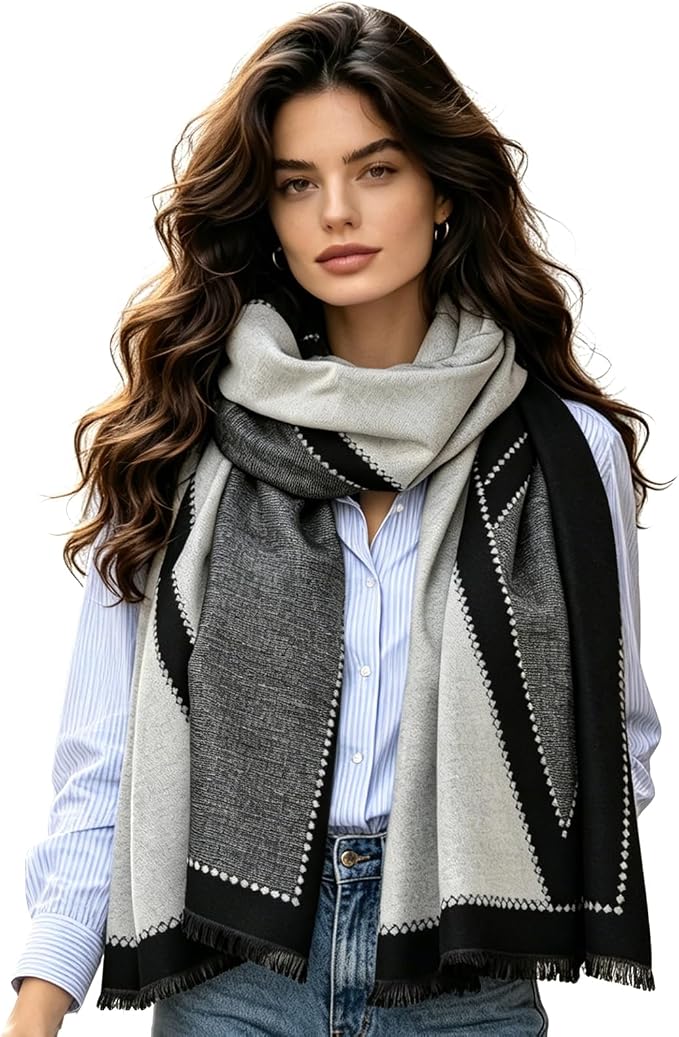 WaJuemy Winter Scarf for Women Dressy Evening Pashmina Shawl Wraps Open Front Poncho Blanket Fashion Travel Shawls Cape Wrap by WaJuemyFlagship