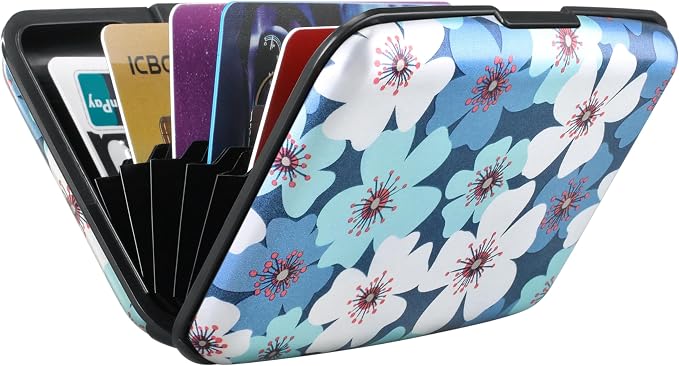 RFID Aluminum Wallet Credit Card Protector Case Holder for Men Women | Mini RFID Aluminum Wallet Credit Cards Holder Business Card Case Metal ID Case for Men Women(Cherry Blossoms) - Image 6