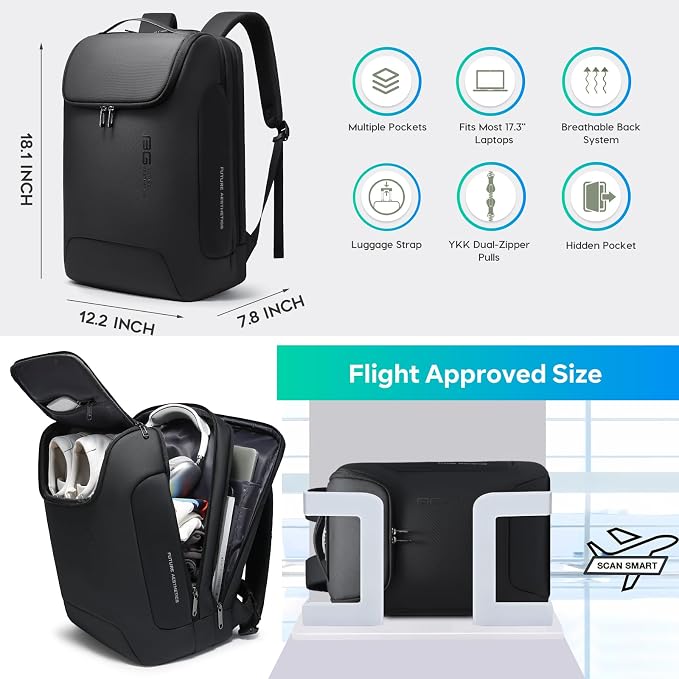 BANGE Anti-Theft Backpack with USB Charging Port 17.3 Inch Business Laptop Backpack - Image 2