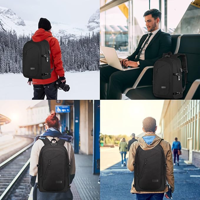WENIG 17.3 Inch Laptop Backpack,Large Travel Laptop Bag with USB Charging Port, Anti Theft Water Resistant Business Backpack for Men and Women, Durable Big Capacity Heavy Duty Computer Bag,Black - Image 6