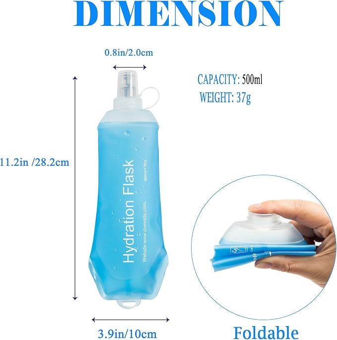 AXEN Soft Flask TPU Foldable Running Hydration Flask, Soft Collapsible Water Bottle for Hydration Pack Cycling Marathon Running Hiking - Image 3