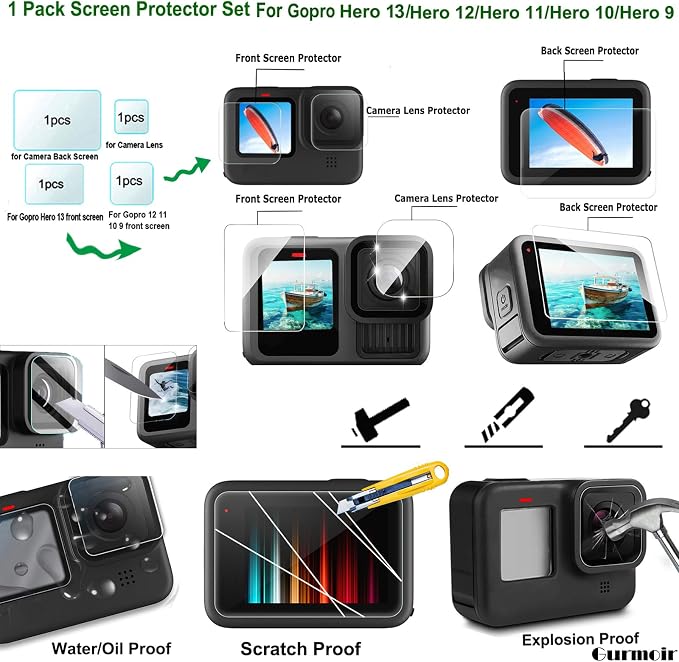 Accessory Pack for Go Pro 13 12 11 10 9 Hero, Full Essential Accessories Kit with Waterproof Protective Housing Case for GoPro Hero 13 12 11 10 9 Black(DT06) - Image 3