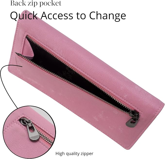Bveyzi Ultra Slim Thin Leather RFID Blocking Credit Card Holder Bifold Clutch Wallets for Women - Image 5