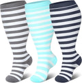 Genovega 3 Packs Wide Calf Compression Socks for Women Men Knee Hight S/M-4XL for Gifts by genovega