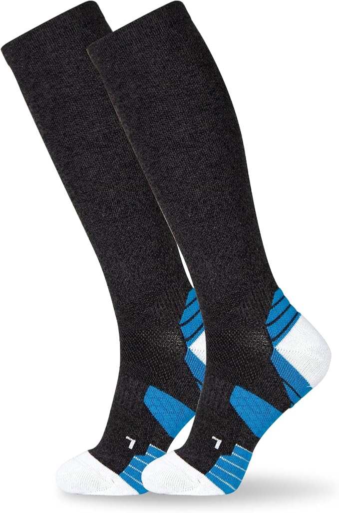 +MD Cotton Compression Socks for Women & Men 4/6 Pairs 15-20mmHg Knee High for Sports, Travel, Nursing Long Sitting Standing by MD