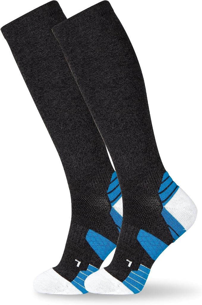 +MD Cotton Compression Socks for Women & Men 4/6 Pairs 15-20mmHg Knee High for Sports, Travel, Nursing Long Sitting Standing by MD