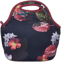 BUILT Gourmet Getaway Soft Neoprene Lunch Tote, Lightweight, Insulated, and Reusable, One Size, Midnight Botanical by Built