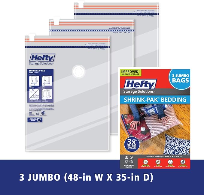Space Bags Vacuum Storage Bags for Bedding Jumbo Compression 3 Pack Clear for Comforters Blankets (3 Jumbo/Bedding Solo) - Image 3