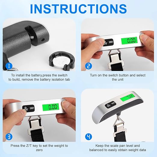 Luggage Scale, 110lb Luggage Weight Scale for Travel,Backlit LCD | 4-Unit Switching, Non-Slip, Travel Essentials for Luggage Backpacks Packages, Battery Included, High Accuracy - Image 6