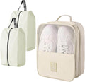 Shoe Bags for Travel Holds 3 Pair of Shoes, Shoe Storage Pouch with 2 Pack Portable Bags, Waterproof & Washable, Cream by UPRIMEASY