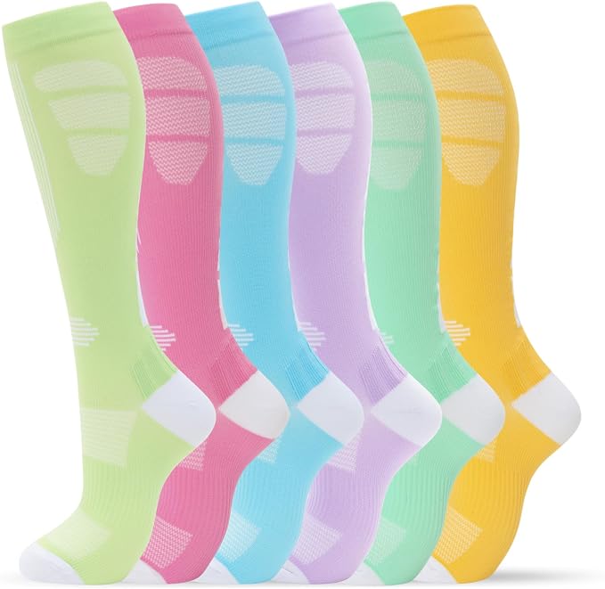 fenglaoda Compression Socks Women Men 6 Pairs, Knee High Best Support Circulation Socks for Running, Travel, Flight, Nurse by fenglaoda
