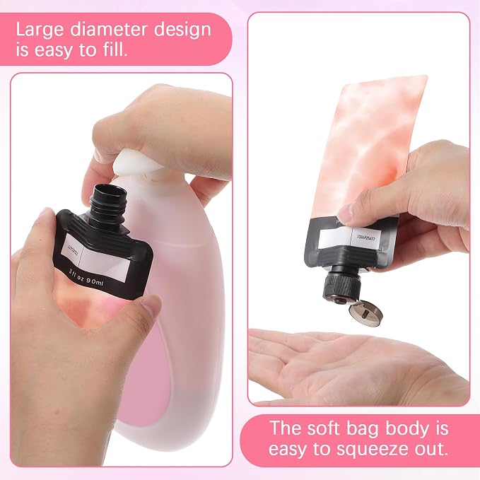 Dimeho 6 Pcs Travel Pouches for Toiletries, 3 oz Travel Size Containers Leak Proof Empty Squeeze Pouches TSA Approved Refillable Bottles for Liquids Shampoo Conditioner Pouch - Image 4