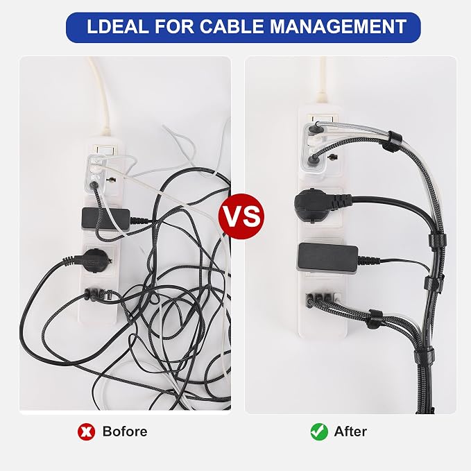 Nettbe Reusable Cable Ties, 210 PCS 6 Inches Adjustable Cord Straps Wire Organizer Cord Wrap and Hook Loop Cable Management - Image 5