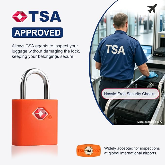 Luggage Locks TSA Approved Travel Essentials, Small Padlock with Key, TSA Locks for Luggage, Suitcase, Same Keyed Padlock for Bag, Backpack, Purse Zipper, Case, Toolbox, Outdoor Use - Image 5