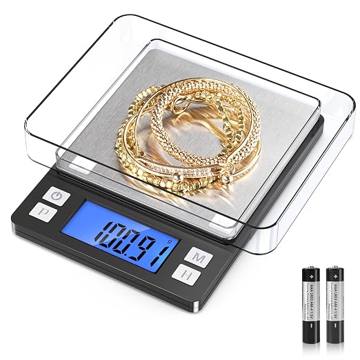 BOMATA 0.01g High Precision Jewelry Scale, 1000g Digital Gram Scale, Black | Small & Portable Design with Hold, Tare & Counting Function, Precise for Gold, Bullion, Coins, Gemstones & Crafts by BOMATA